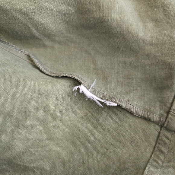 Boden Notched Collar Tie Waist Linen Shirtdress Olive Green Women's US 6 - Picture 7 of 8